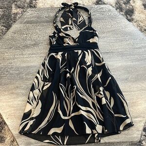 Y2K Rampage Size 3 (Jrs) Black & Tan Mini Cocktail Dress with Metallic Accents